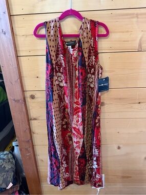 Sag Harbor Red, Navy and Cream Floral-Print Sleeveless Dress